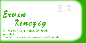 ervin kinczig business card